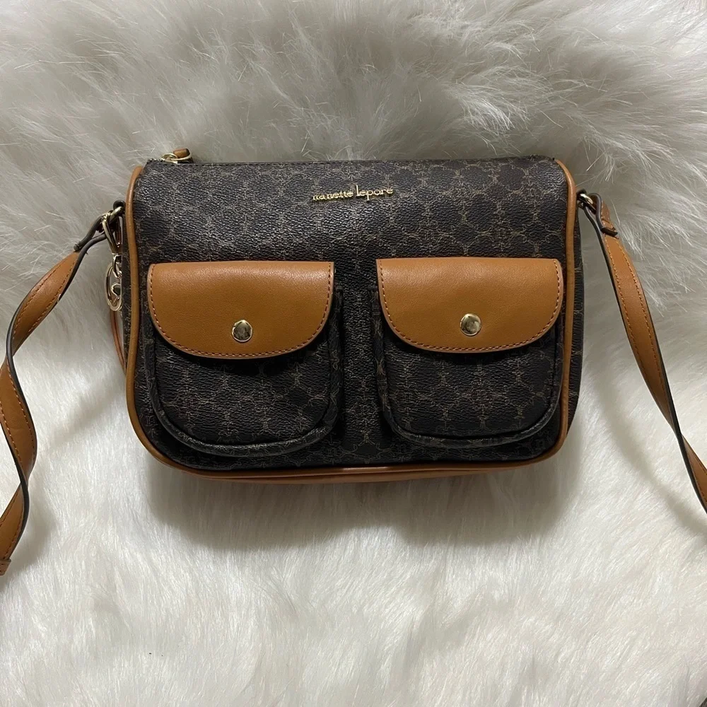 Nanette Lapore Vegan Leather Logo Crossbody Purse